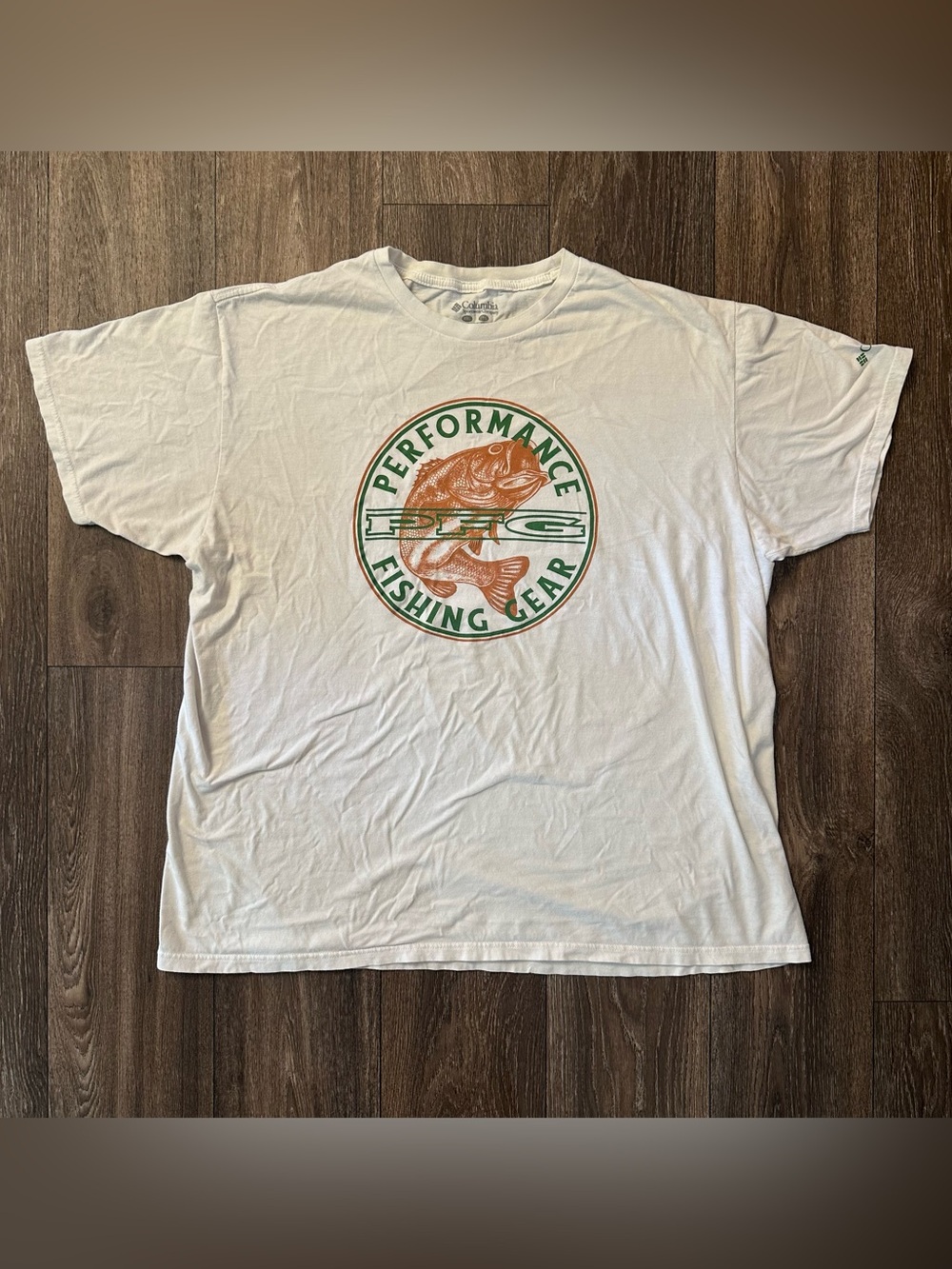 Columbia Bass Fishing PFG Graphic Short Sleeve White T Shirt Size XXL Cotton